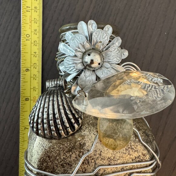PIER 1 Wire Wrapped Decorative Bottle Vase Gold and Silver Tones Metal Flowers - Picture 7 of 8